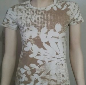 "Sonoma" cream and brown floal print T shirt